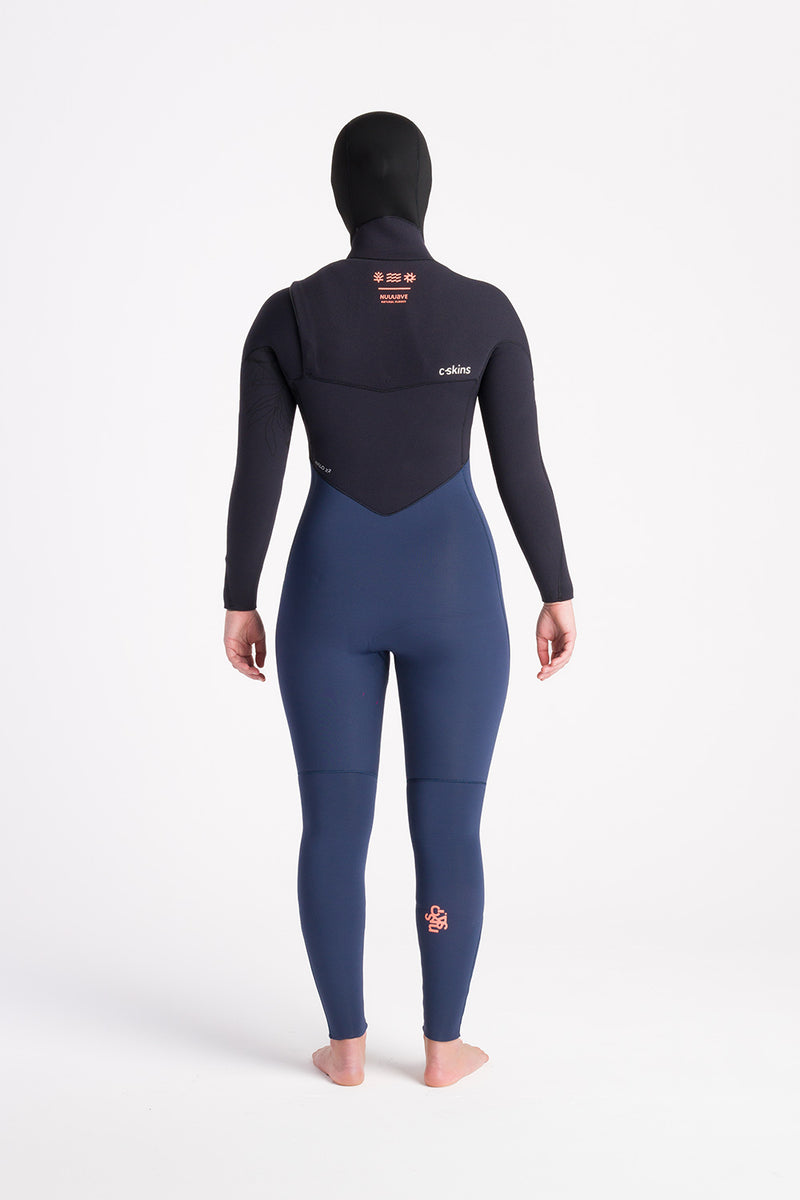 NU SKIN セット C Skins Womens Nuwave Hooded Rewired 6/5 Chest Zip Wetsuit