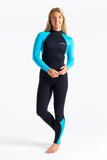 C Skins Womens Surflite 3/2 Wetsuit Black/Turquoise - Second Skin Surfshop